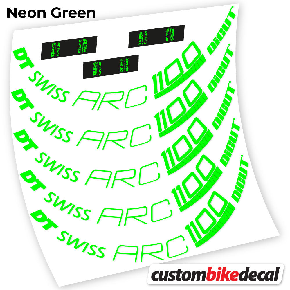 Neon Green decal for DT Swiss ARC 1100 Dicut 80 road wheel 80mm – bike sticker vinyl