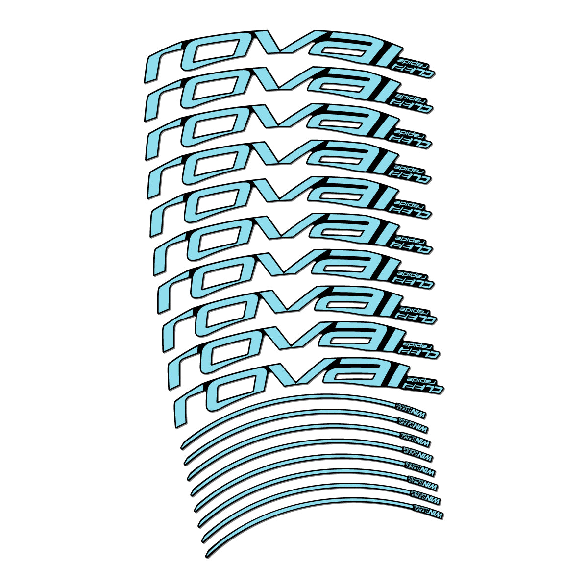 Stickers compatibles Roval CL 32 Disc pour jantes route 32 mm – autocollants vinyle - Cyan Glacier
