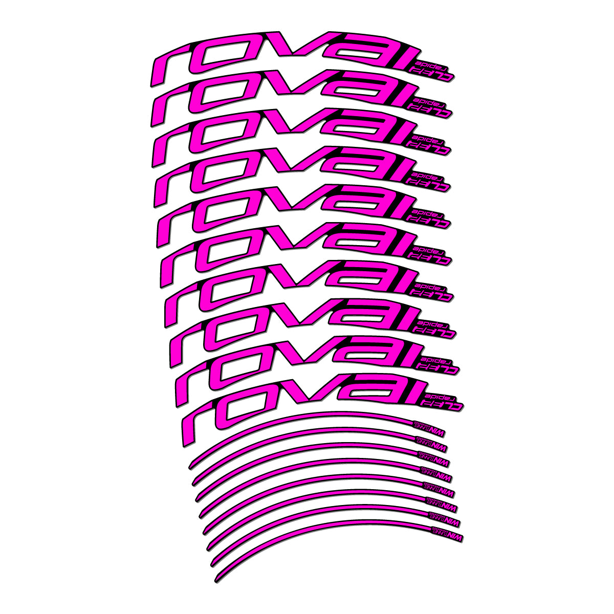 Stickers compatibles Roval CL 32 Disc pour jantes route 32 mm – autocollants vinyle - Fuchsia Fluo