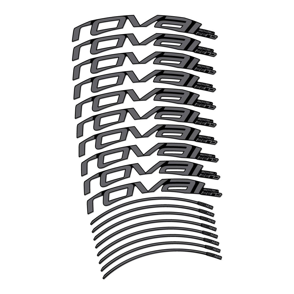 Stickers compatibles Roval CL 32 Disc pour jantes route 32 mm – autocollants vinyle - Gris Mystique