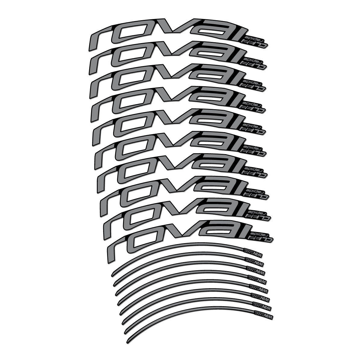 Stickers compatibles Roval CL 32 Disc pour jantes route 32 mm – autocollants vinyle - Gris Souris