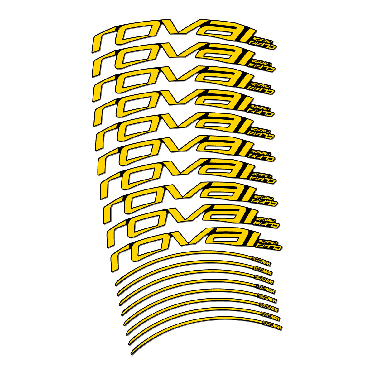 Stickers compatibles Roval CL 32 Disc pour jantes route 32 mm – autocollants vinyle - Jaune Banane