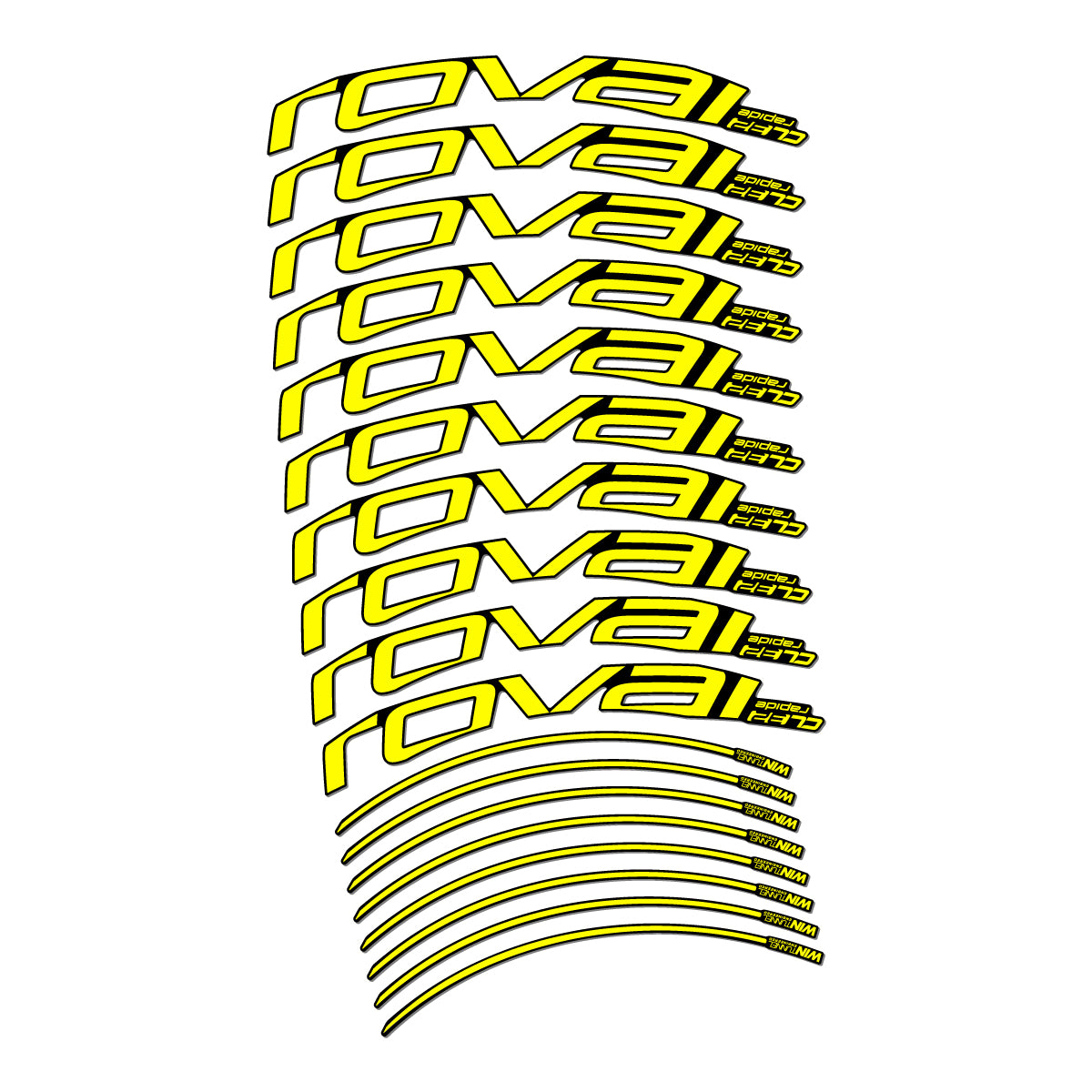 Stickers compatibles Roval CL 32 Disc pour jantes route 32 mm – autocollants vinyle - Jaune Citron