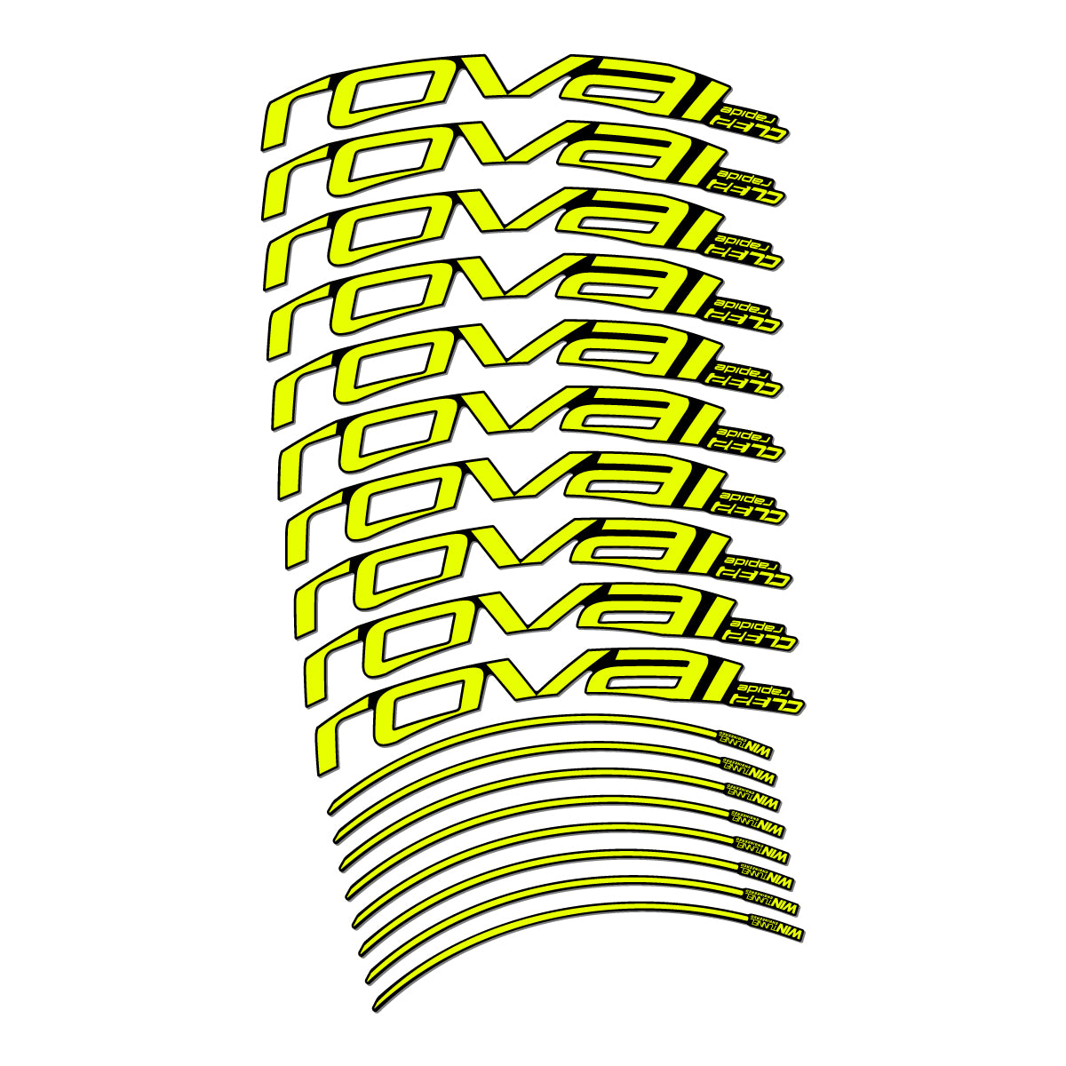Stickers compatibles Roval CL 32 Disc pour jantes route 32 mm – autocollants vinyle - Jaune Fluo