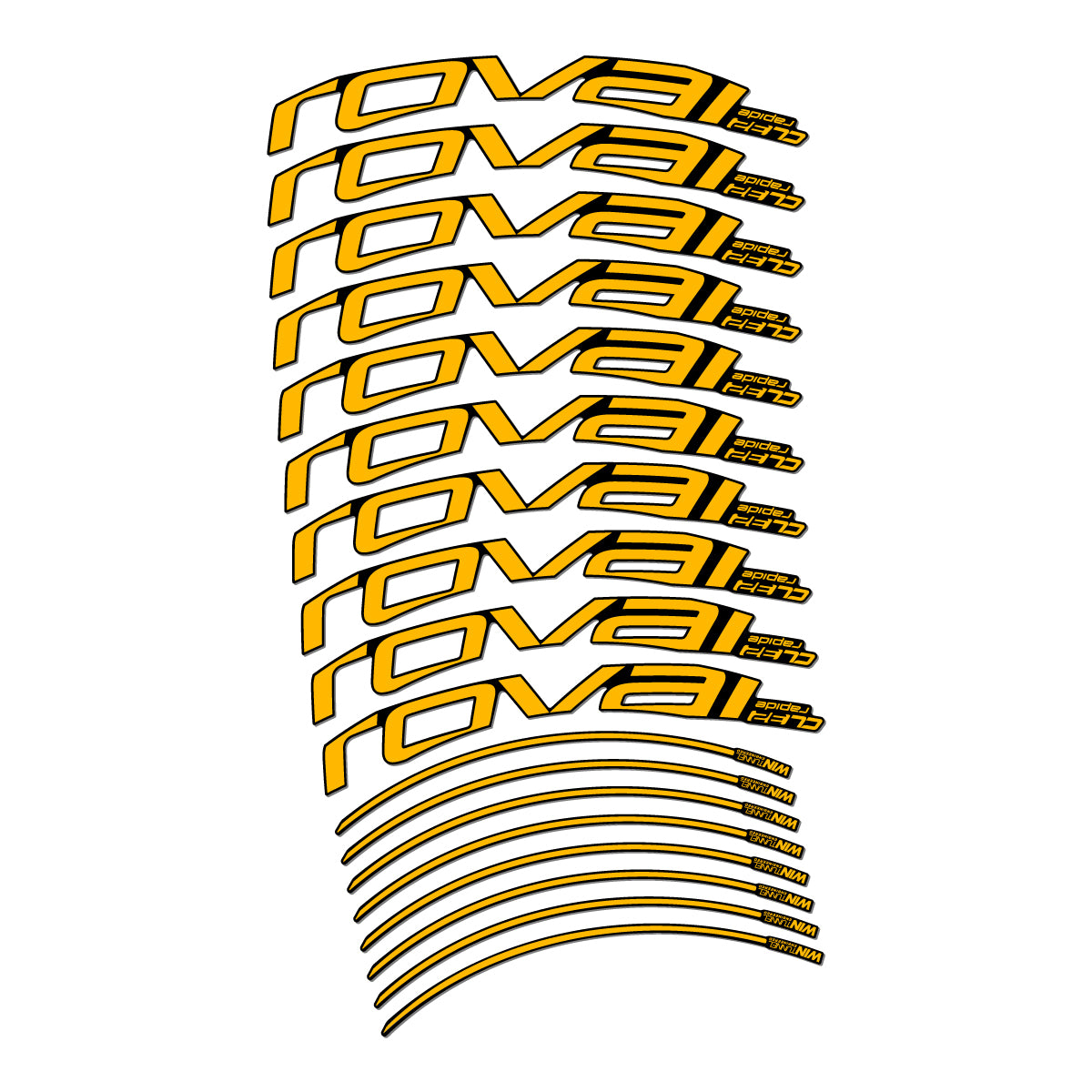 Stickers compatibles Roval CL 32 Disc pour jantes route 32 mm – autocollants vinyle - Jaune Moyen