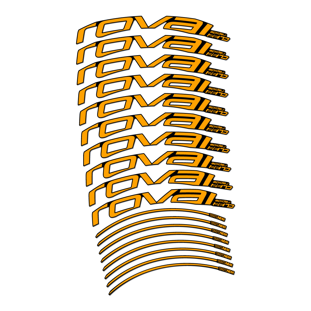 Stickers compatibles Roval CL 32 Disc pour jantes route 32 mm – autocollants vinyle - Jaune Orangé