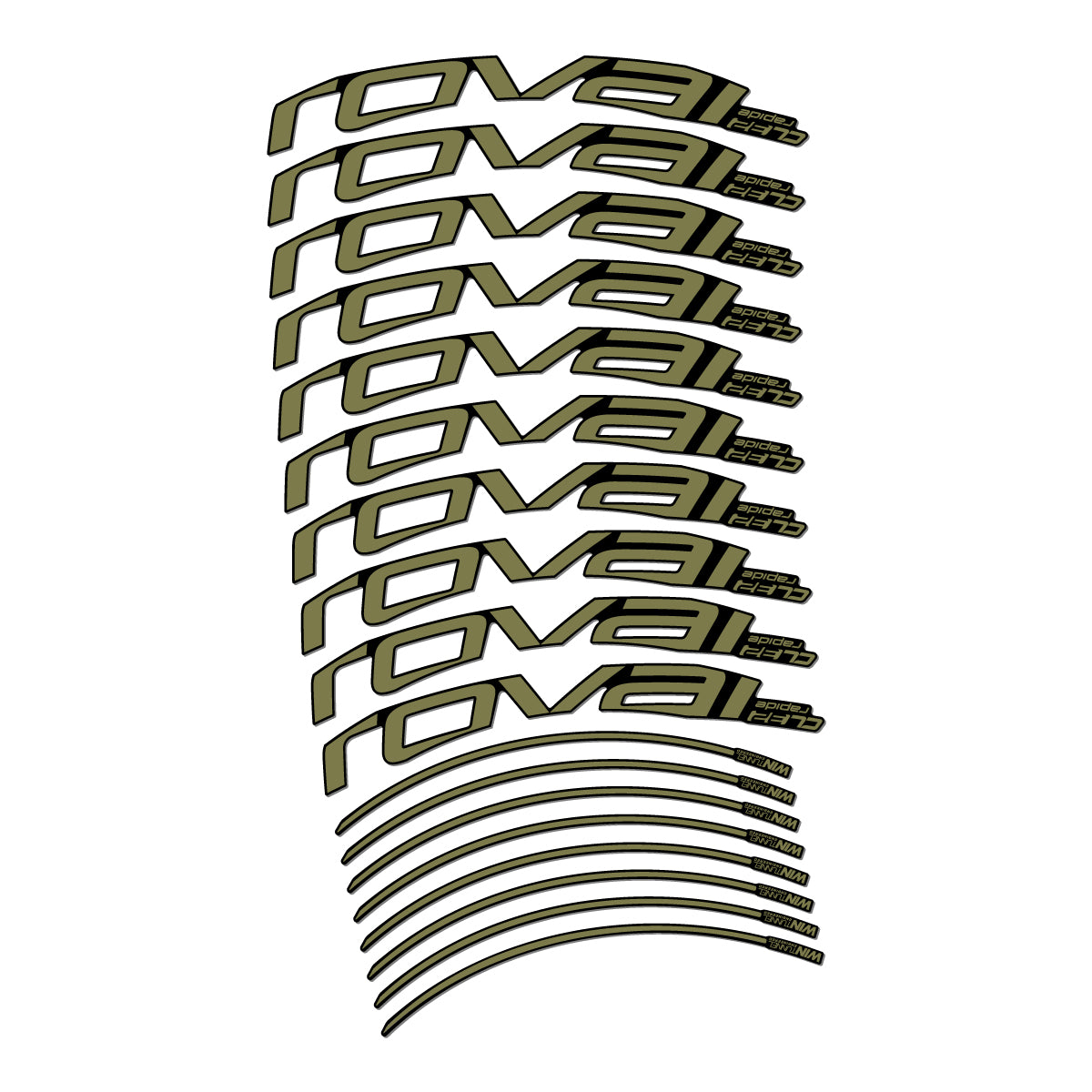 Stickers compatibles Roval CL 32 Disc pour jantes route 32 mm – autocollants vinyle - Kaki
