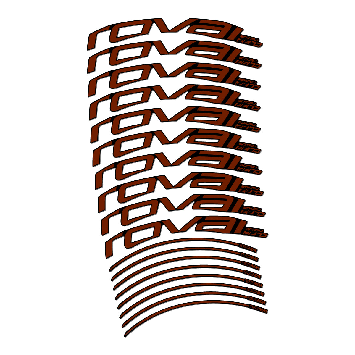 Stickers compatibles Roval CL 32 Disc pour jantes route 32 mm – autocollants vinyle - Marron