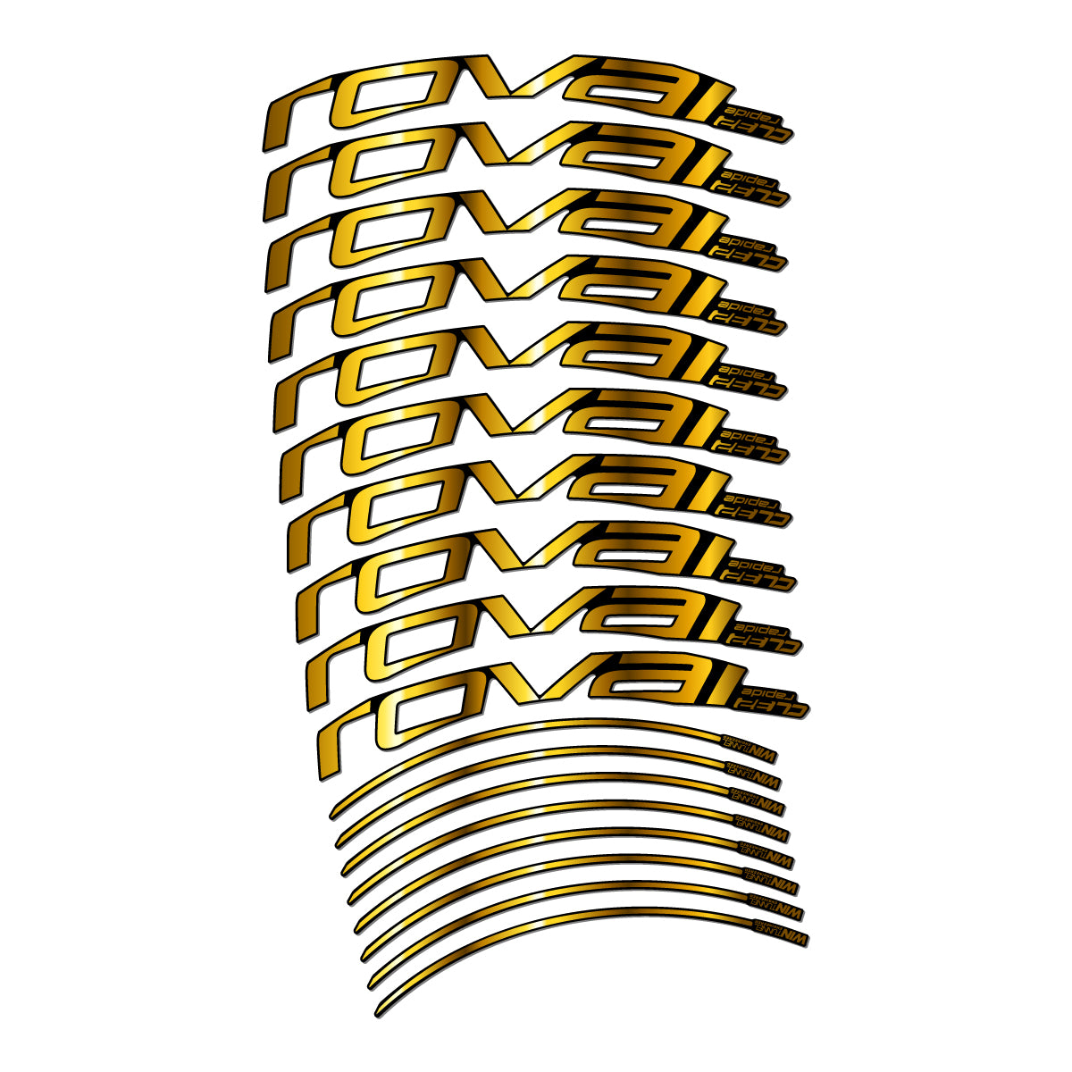 Stickers compatibles Roval CL 32 Disc pour jantes route 32 mm – autocollants vinyle - Or Chromé