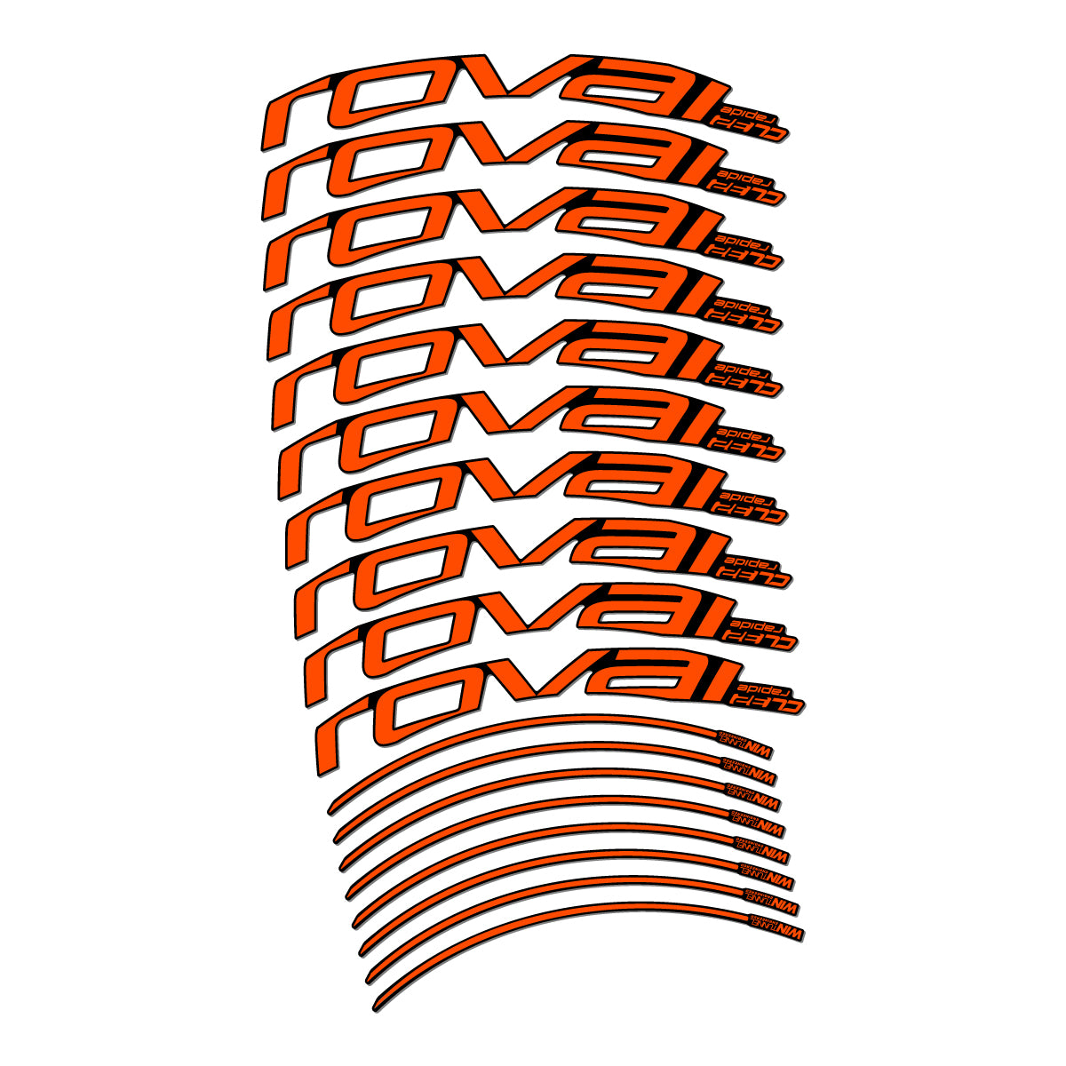 Stickers compatibles Roval CL 32 Disc pour jantes route 32 mm – autocollants vinyle - Orange Fluo