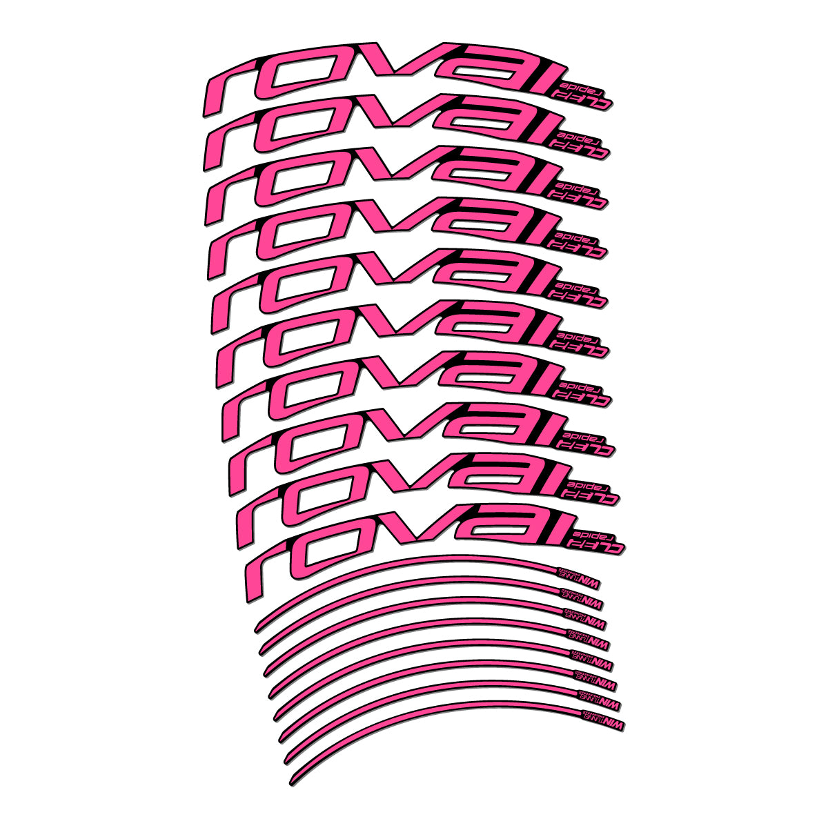 Stickers compatibles Roval CL 32 Disc pour jantes route 32 mm – autocollants vinyle - Rose Bonbon