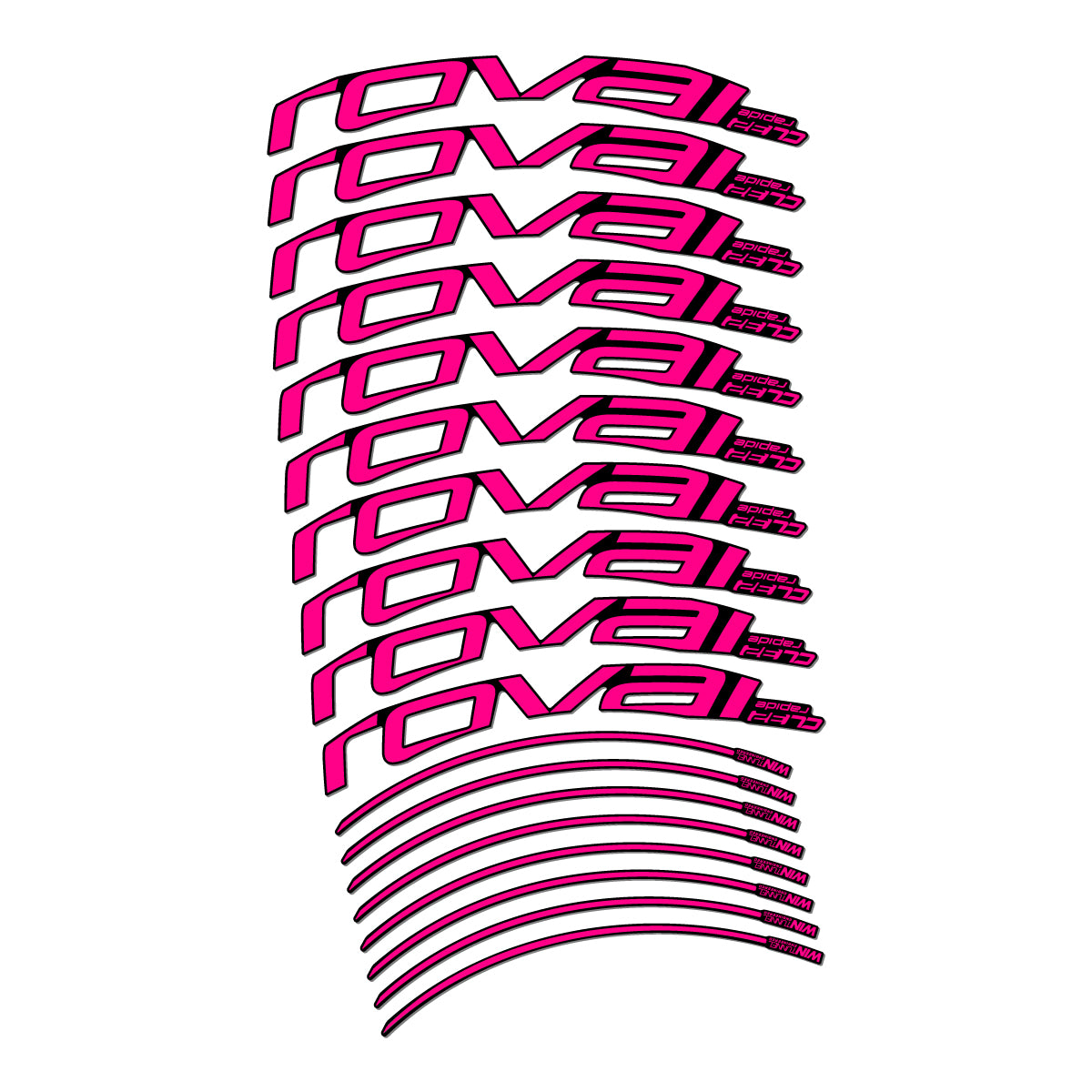 Stickers compatibles Roval CL 32 Disc pour jantes route 32 mm – autocollants vinyle - Rose Fluo