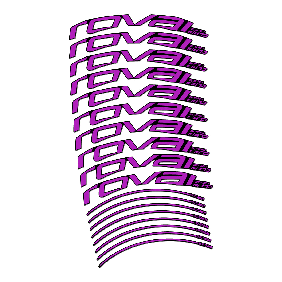 Stickers compatibles Roval CL 32 Disc pour jantes route 32 mm – autocollants vinyle - Rose Violet