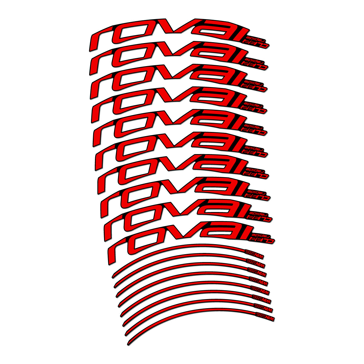 Stickers compatibles Roval CL 32 Disc pour jantes route 32 mm – autocollants vinyle - Rouge