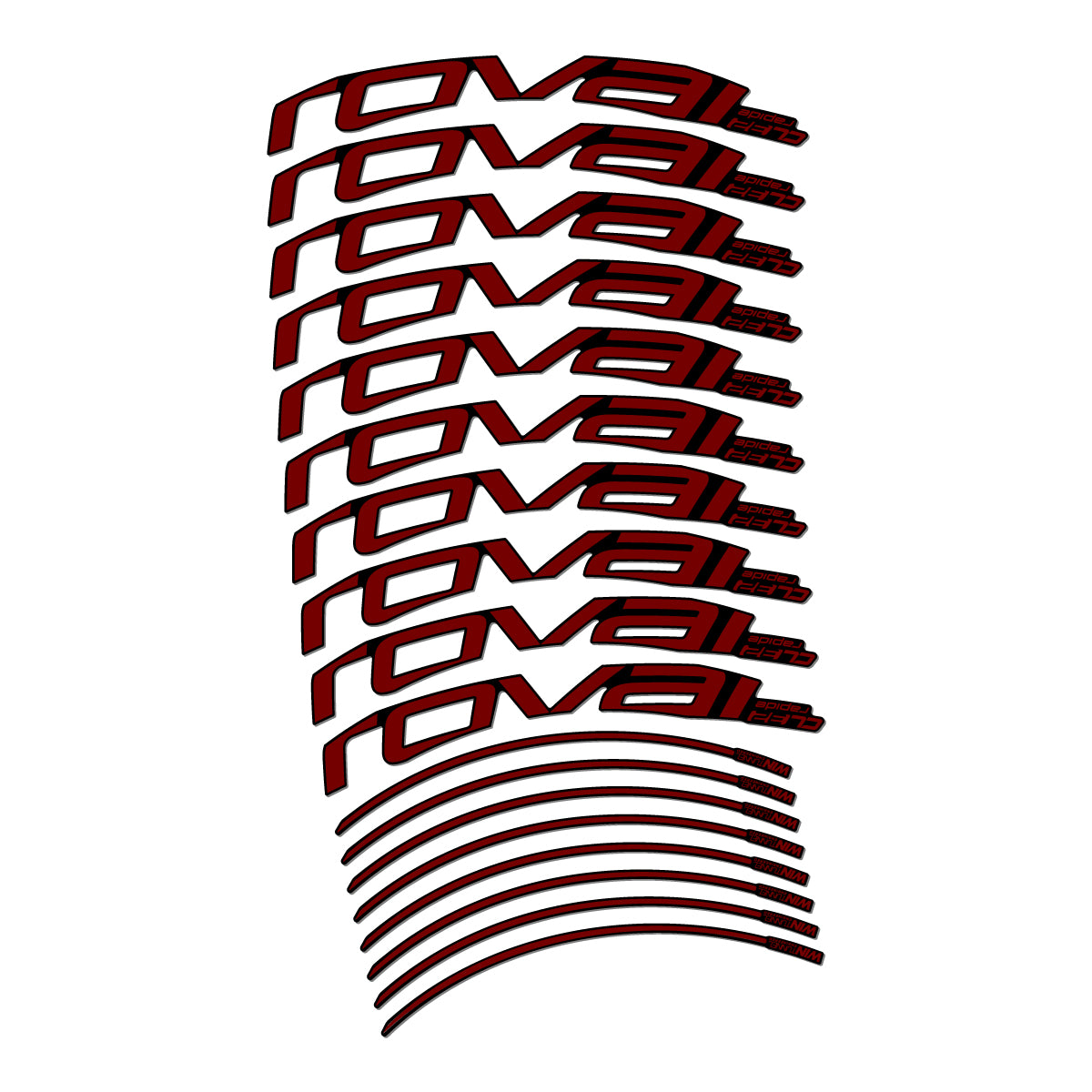 Stickers compatibles Roval CL 32 Disc pour jantes route 32 mm – autocollants vinyle - Rouge Bordeaux