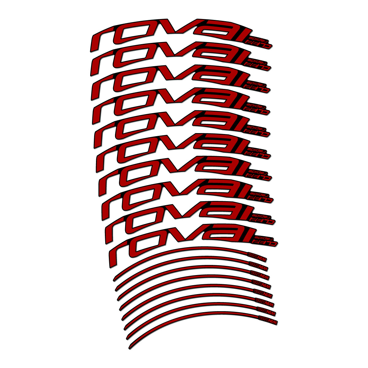 Stickers compatibles Roval CL 32 Disc pour jantes route 32 mm – autocollants vinyle - Rouge Foncé