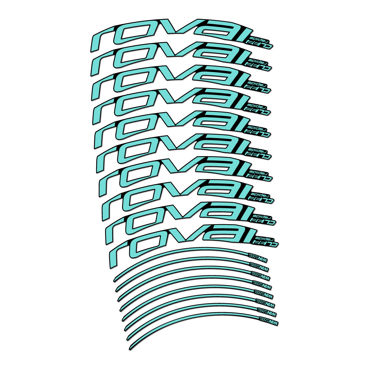 Stickers compatibles Roval CL 32 Disc pour jantes route 32 mm – autocollants vinyle - Turquoise Clair