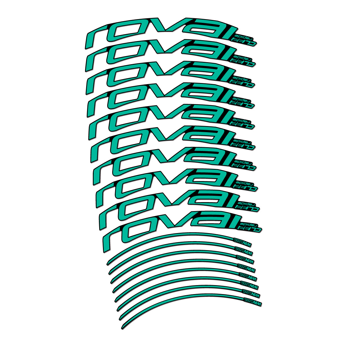 Stickers compatibles Roval CL 32 Disc pour jantes route 32 mm – autocollants vinyle - Turquoise Vert