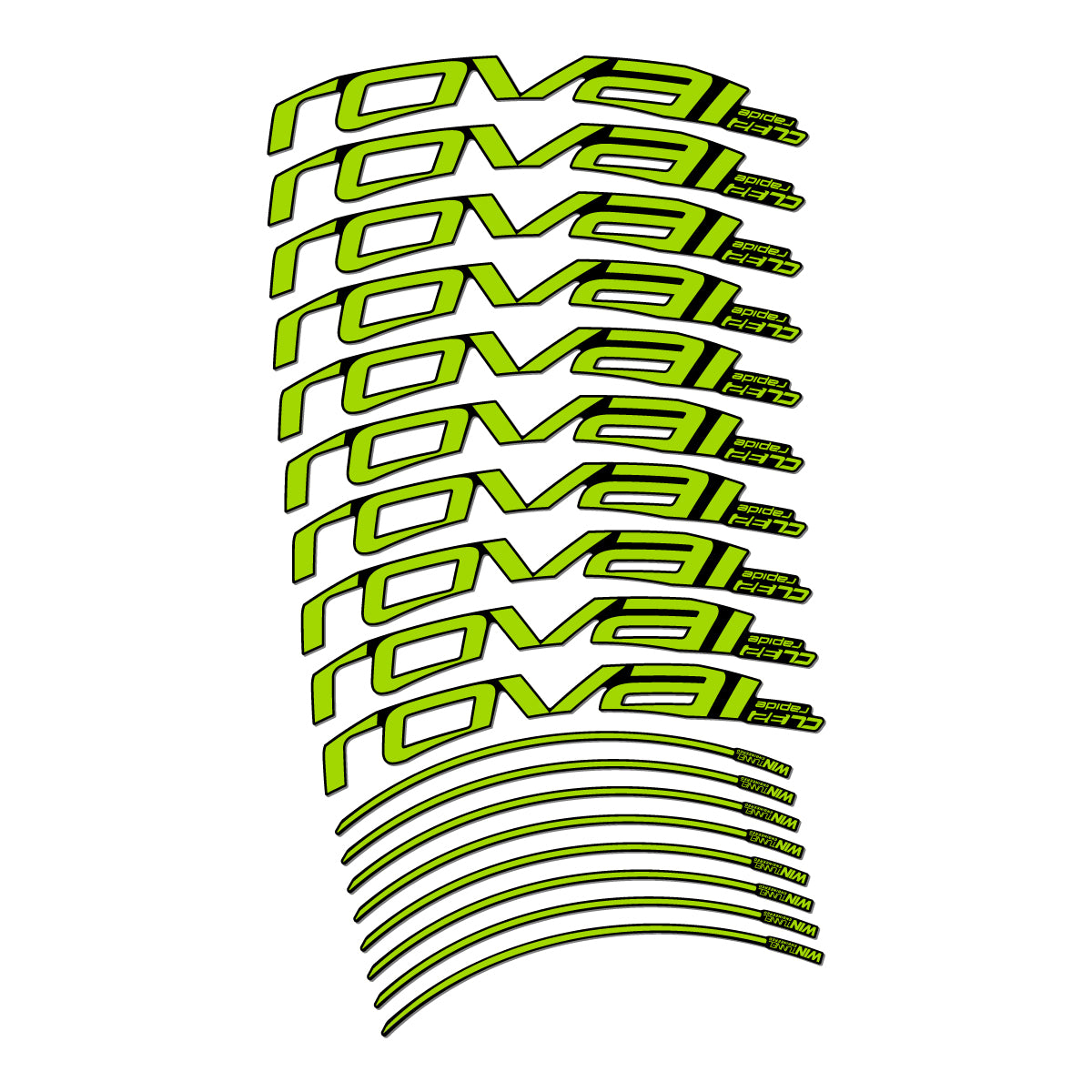 Stickers compatibles Roval CL 32 Disc pour jantes route 32 mm – autocollants vinyle - Vert Citron