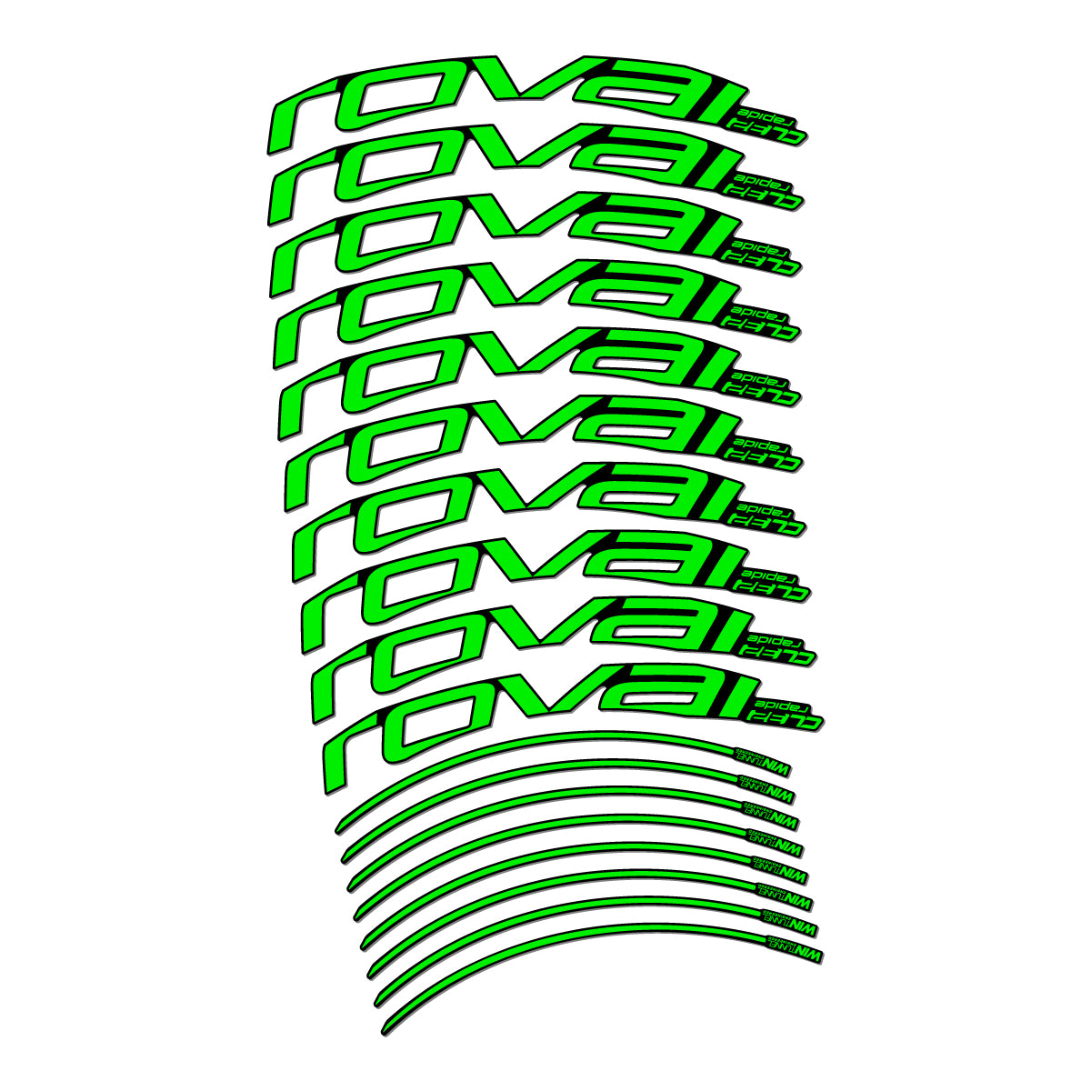 Stickers compatibles Roval CL 32 Disc pour jantes route 32 mm – autocollants vinyle - Vert Fluo