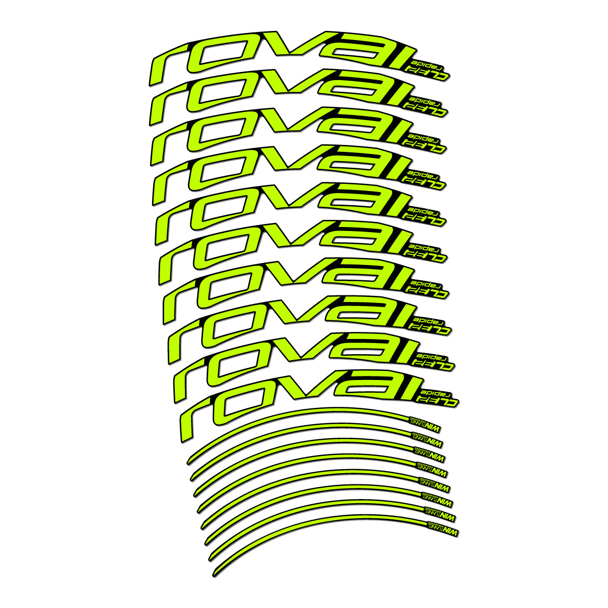 Stickers compatibles Roval CL 32 Disc pour jantes route 32 mm – autocollants vinyle - Vert Lime Fluo
