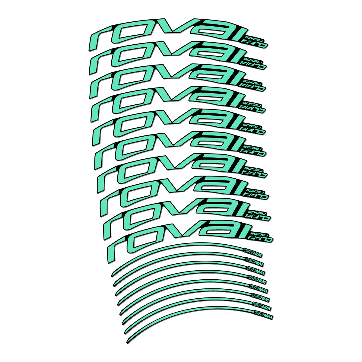 Stickers compatibles Roval CL 32 Disc pour jantes route 32 mm – autocollants vinyle - Vert Menthe