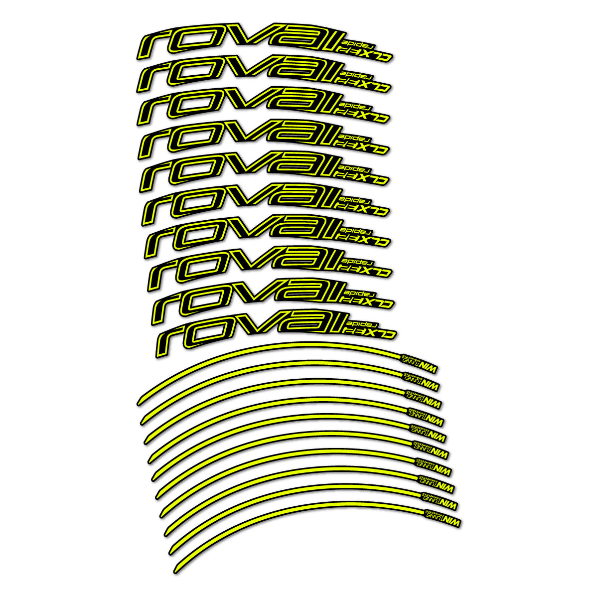 Stickers compatibles Roval CLX 32 frein sur jante pour jantes route 32 mm – autocollants vinyle - Jaune Fluo