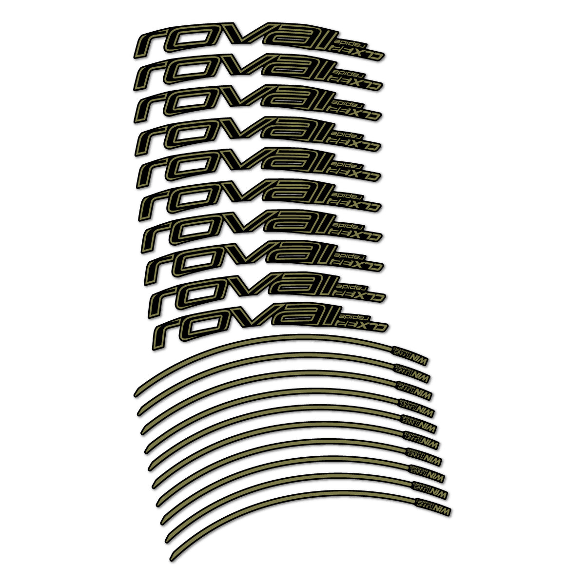 Stickers compatibles Roval CLX 32 frein sur jante pour jantes route 32 mm – autocollants vinyle - Kaki