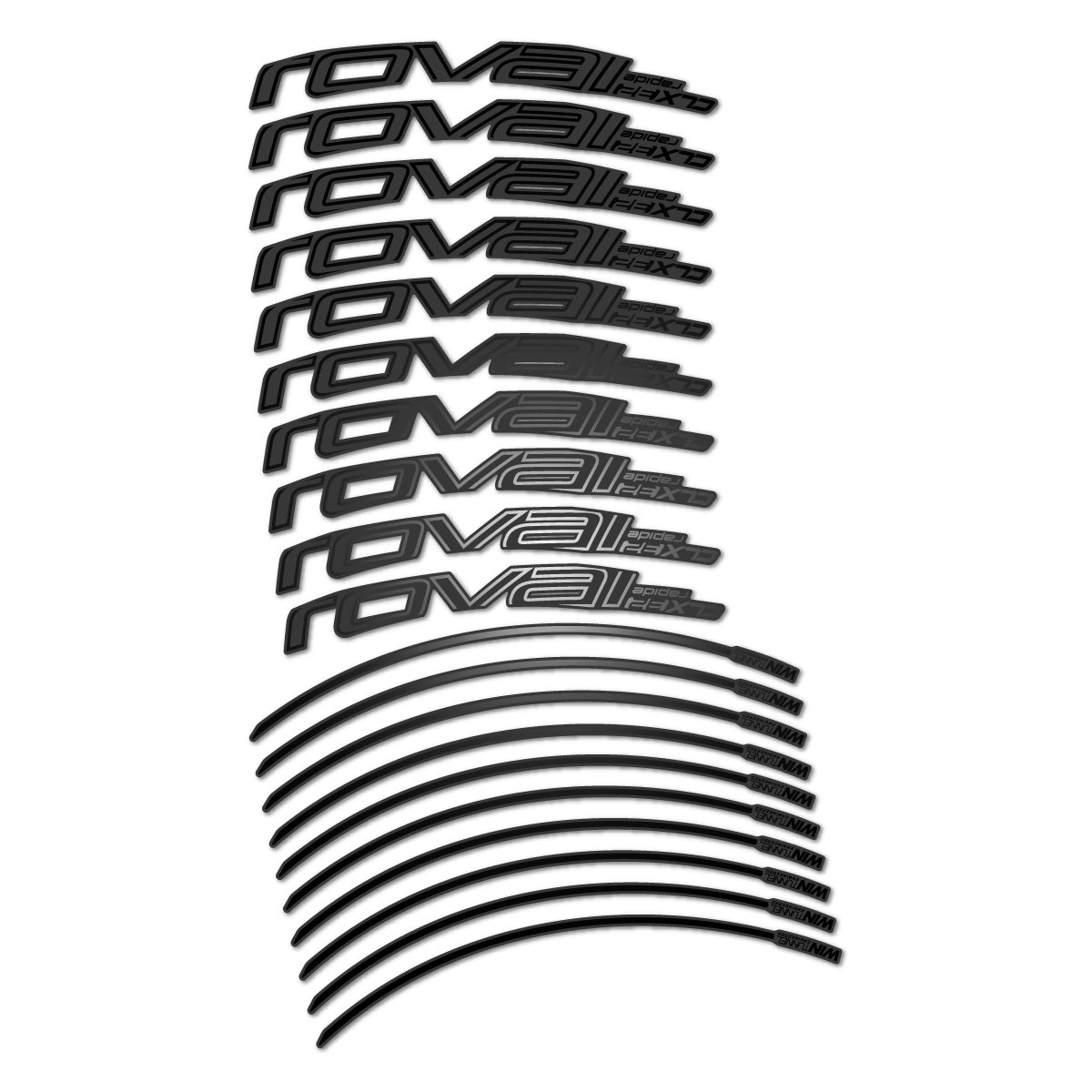 Stickers compatibles Roval CLX 32 frein sur jante pour jantes route 32 mm – autocollants vinyle - Noir