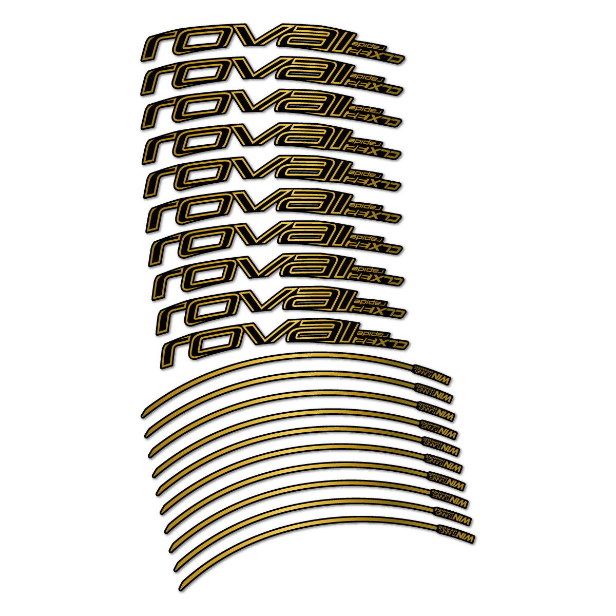 Stickers compatibles Roval CLX 32 frein sur jante pour jantes route 32 mm – autocollants vinyle - Or