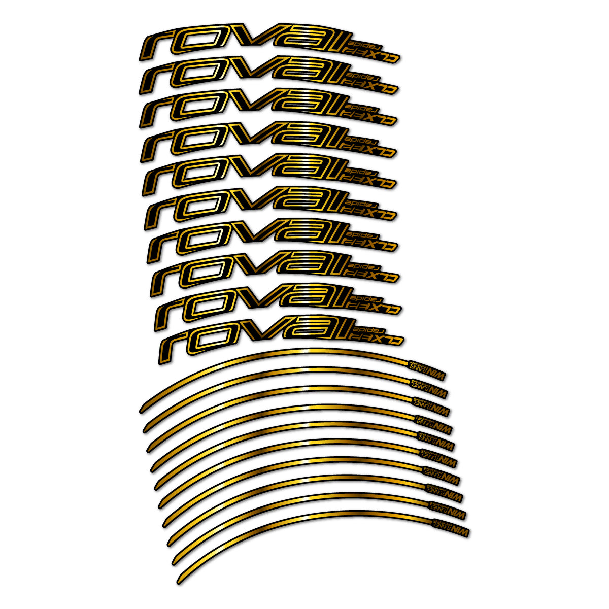 Stickers compatibles Roval CLX 32 frein sur jante pour jantes route 32 mm – autocollants vinyle - Or Chromé