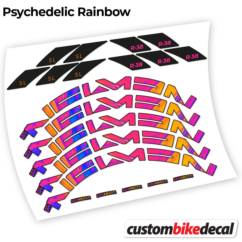 Psychedelic  Rainbow decal for Newmen Advanced SL R.38 Carbon road wheel 35mm – bike sticker vinyl