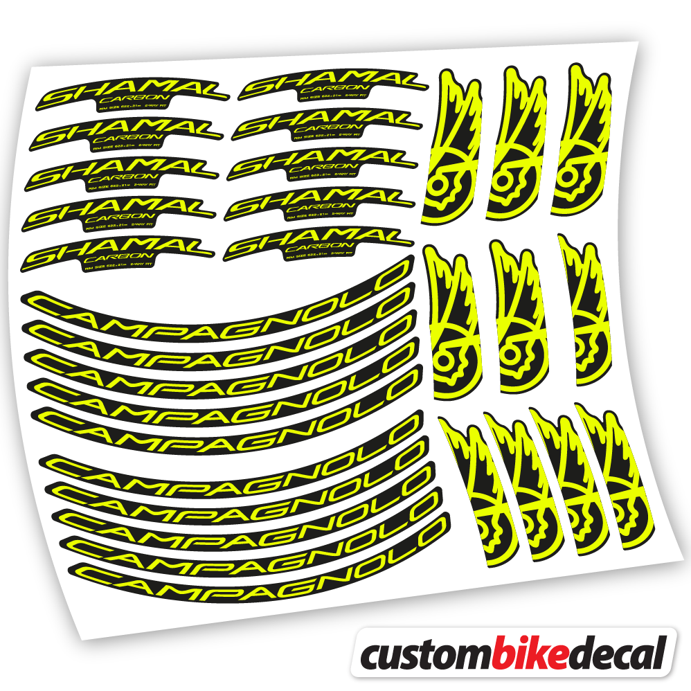 Neon Yellow decal for Campagnolo Shamal C21 Carbon 35+40mm road wheel – bike sticker vinyl
