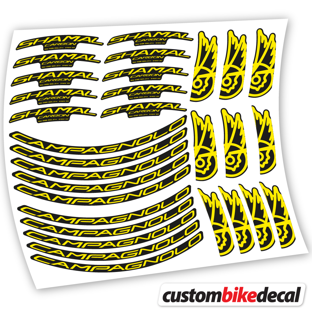 Yellow decal for Campagnolo Shamal C21 Carbon 35+40mm road wheel – bike sticker vinyl