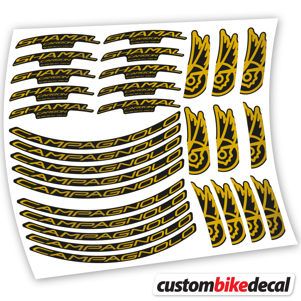 Gold decal for Campagnolo Shamal C21 Carbon 35+40mm road wheel – bike sticker vinyl