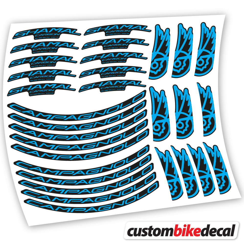 Sky Blue decal for Campagnolo Shamal C21 Carbon 35+40mm road wheel – bike sticker vinyl