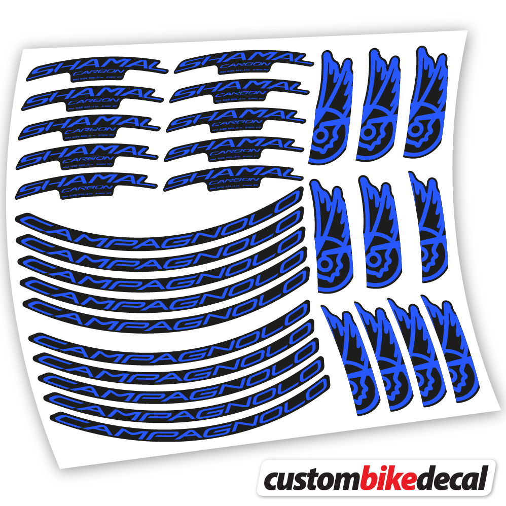 Medium Blue decal for Campagnolo Shamal C21 Carbon 35+40mm road wheel – bike sticker vinyl