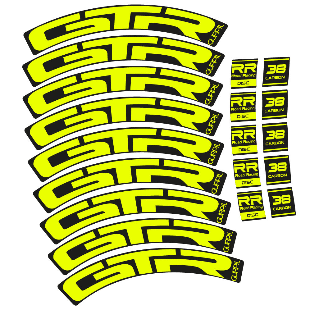 Stickers Gurpil GTR RR Road Racing Disc 38 Carbon compatibles Autocollants roues Route
