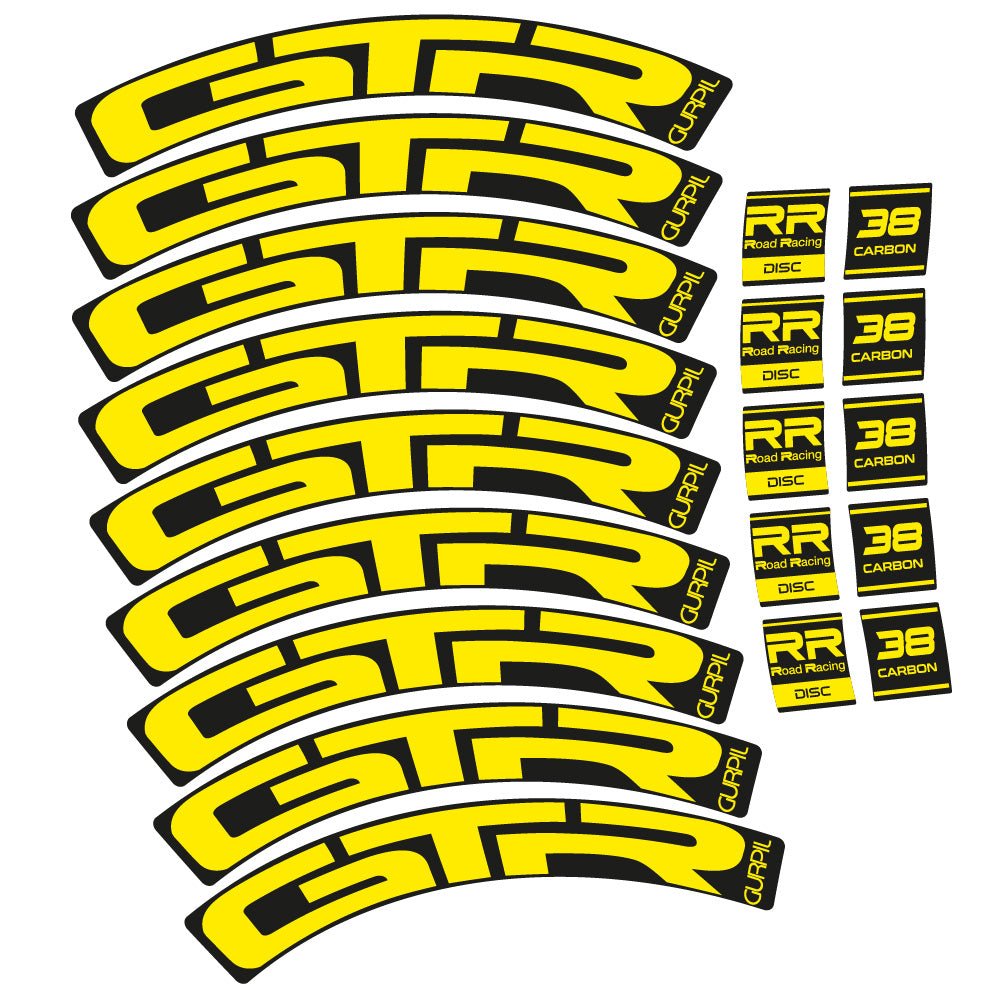 Stickers Gurpil GTR RR Road Racing Disc 38 Carbon compatibles Autocollants roues Route
