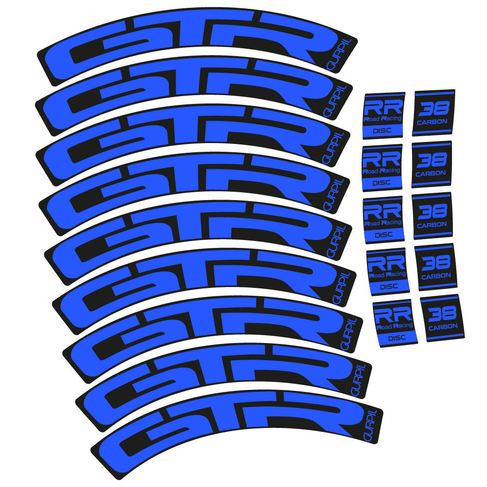 Stickers Gurpil GTR RR Road Racing Disc 38 Carbon compatibles Autocollants roues Route