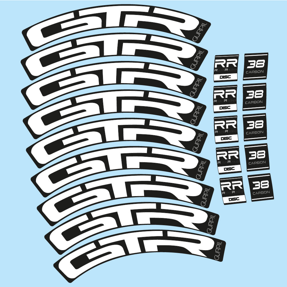 Stickers Gurpil GTR RR Road Racing Disc 38 Carbon compatibles Autocollants roues Route