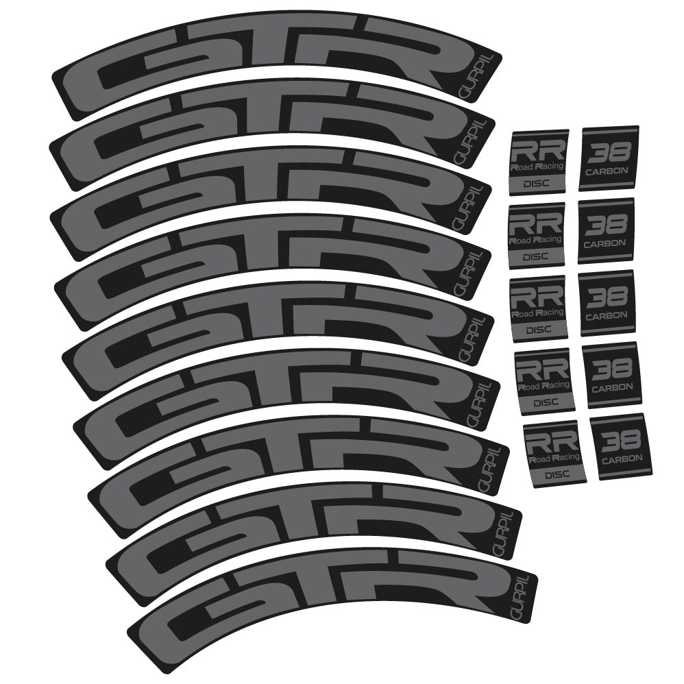 Stickers Gurpil GTR RR Road Racing Disc 38 Carbon compatibles Autocollants roues Route