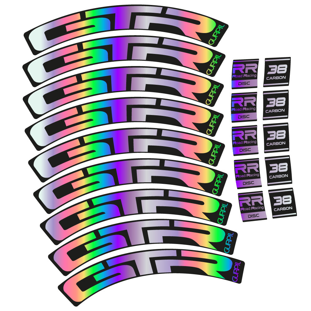 Stickers Gurpil GTR RR Road Racing Disc 38 Carbon compatibles Autocollants roues Route