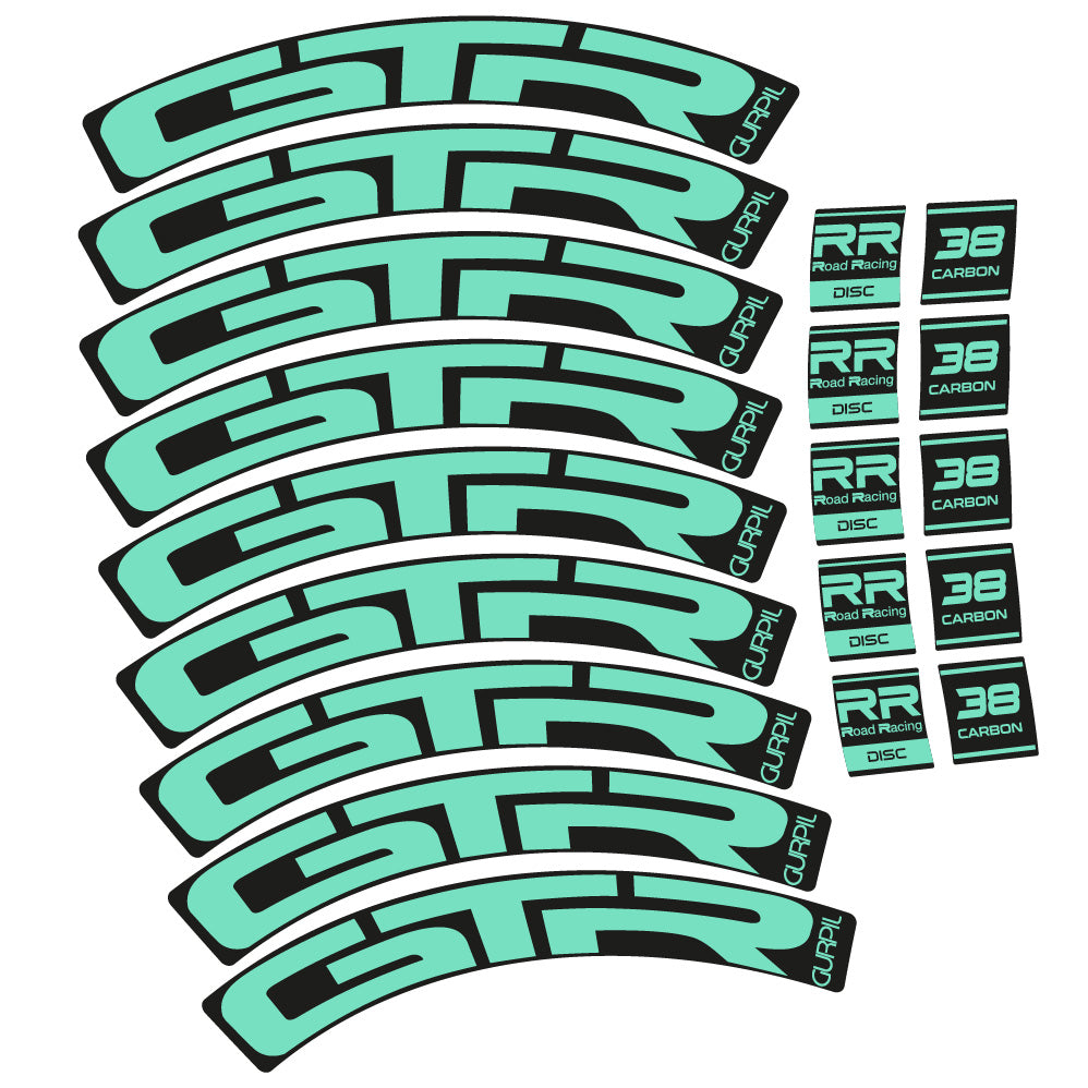 Stickers Gurpil GTR RR Road Racing Disc 38 Carbon compatibles Autocollants roues Route