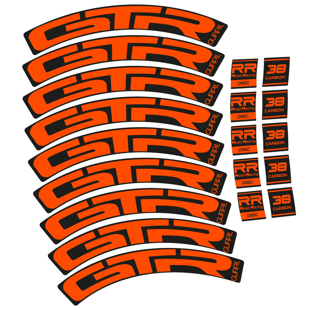 Stickers Gurpil GTR RR Road Racing Disc 38 Carbon compatibles Autocollants roues Route