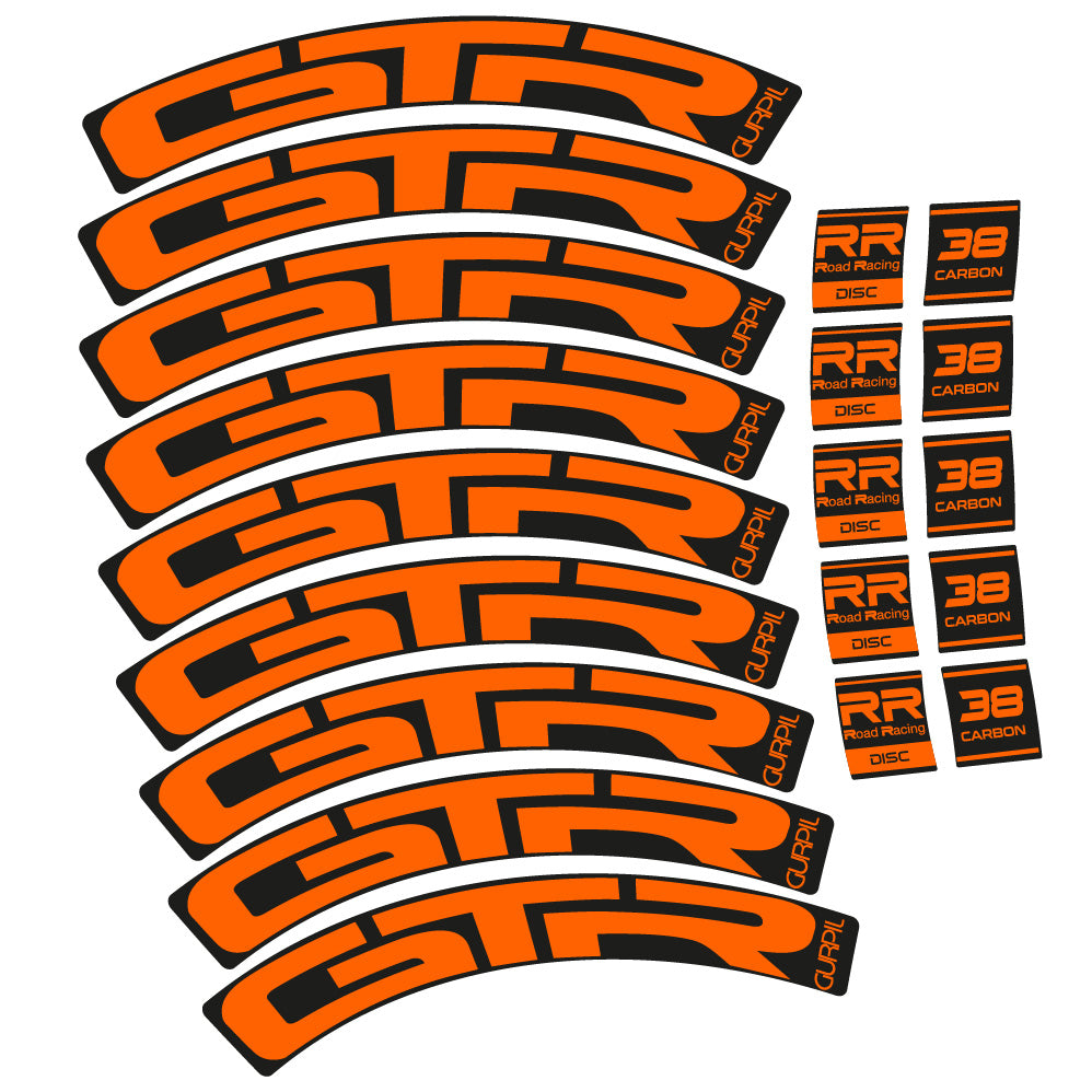 Stickers Gurpil GTR RR Road Racing Disc 38 Carbon compatibles Autocollants roues Route