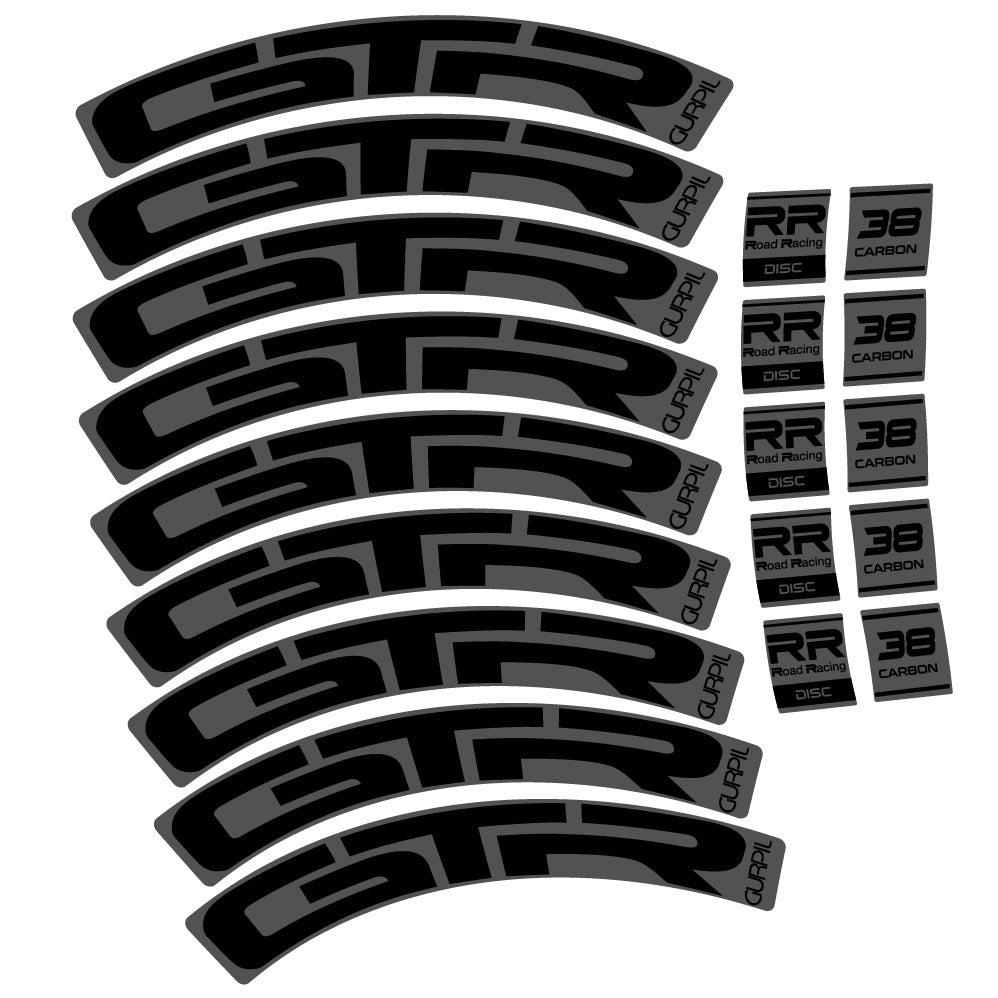 Stickers Gurpil GTR RR Road Racing Disc 38 Carbon compatibles Autocollants roues Route