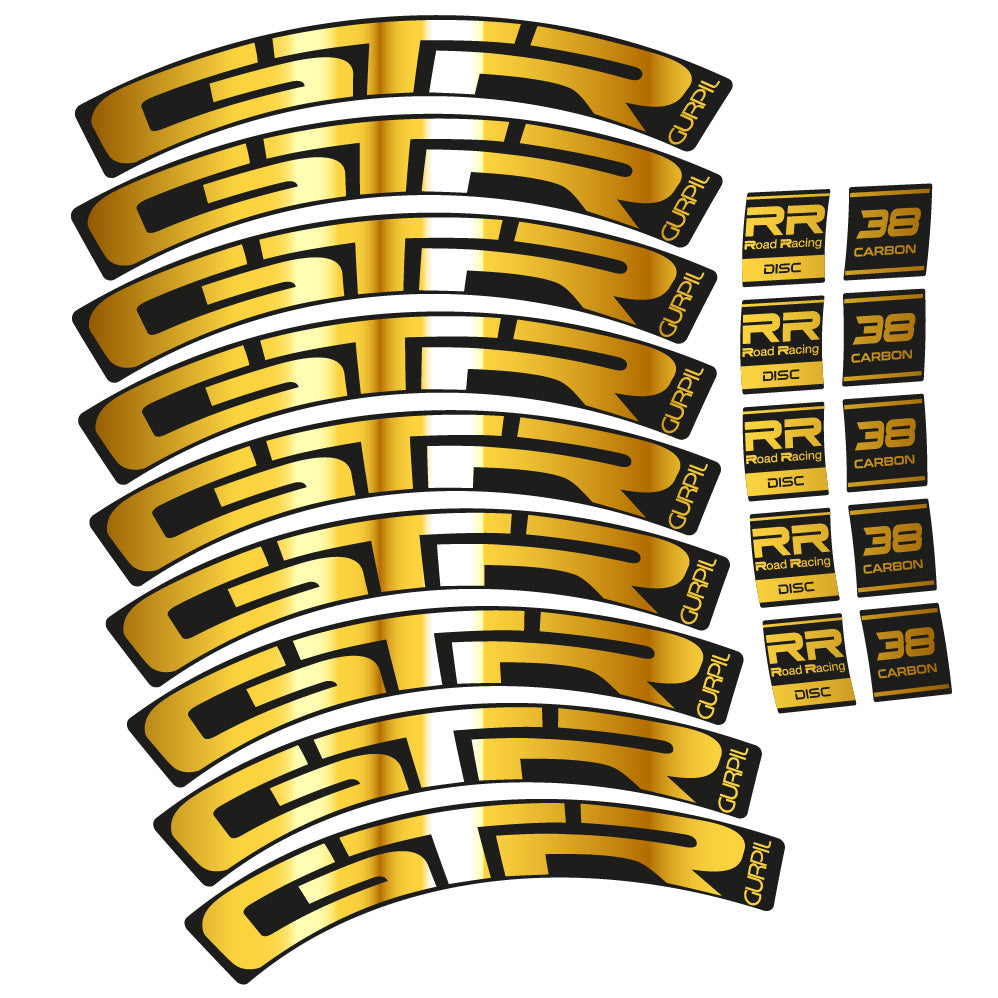 Stickers Gurpil GTR RR Road Racing Disc 38 Carbon compatibles Autocollants roues Route