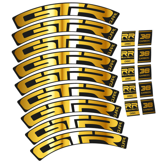 Stickers Gurpil GTR RR Road Racing Disc 38 Carbon compatibles Autocollants roues Route