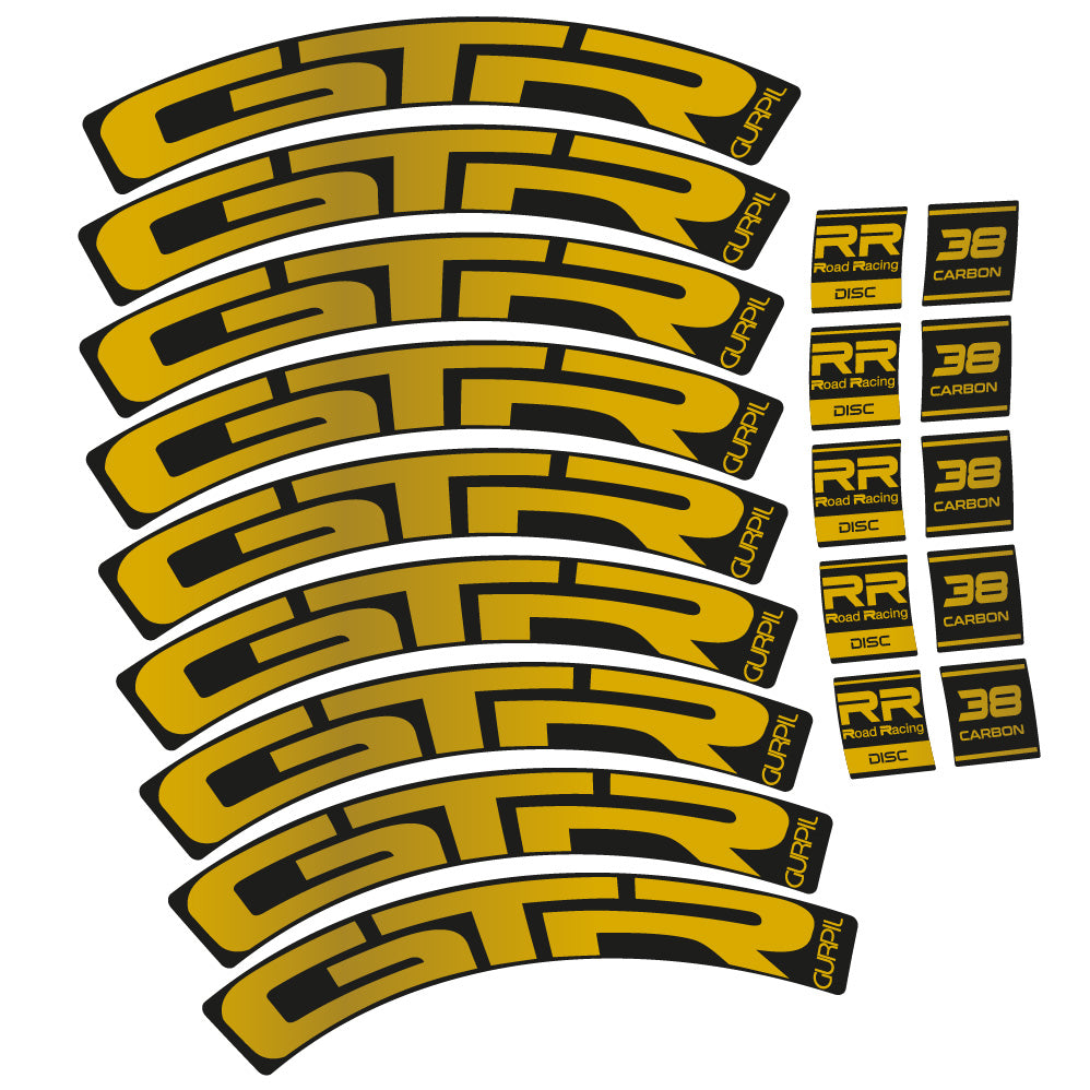 Stickers Gurpil GTR RR Road Racing Disc 38 Carbon compatibles Autocollants roues Route
